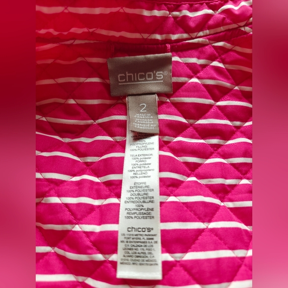 chico's Shocking Pink and Stripe Reversible Vest 2 - Picture 3 of 6